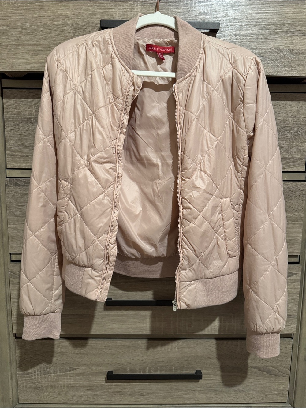 Saks Fifth Avenue Quilted Blush Bomber Jacket